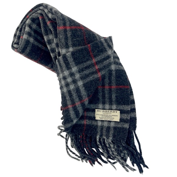 Burberry Black, Gray & Red Scarf! - Picture 5 of 11